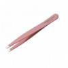 PINCE EPILER MORS CARRES ROSE INOX