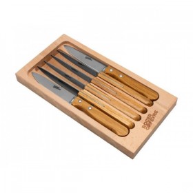 COFFRET 6 COUTEAUX STEAK INOX CHENE