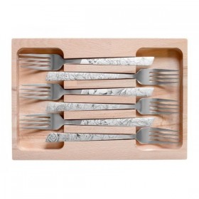 COFFRET 6 FOURCHETTES INOX DECOR FLEURIS