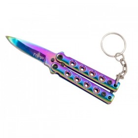 PORTE-CLES COUTEAU PAPILLON THIRD ARC-EN-CIEL 5,5CM INOX