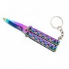 PORTE-CLES COUTEAU PAPILLON THIRD ARC-EN-CIEL 5,5CM INOX