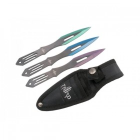 JEU 3 COUTEAUX LANCER THIRD 7CM INOX + ETUI