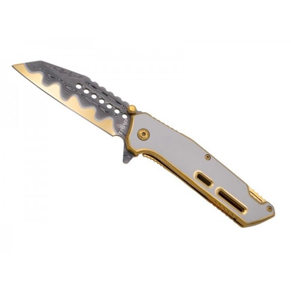 COUTEAU THIRD 11,5CM TOUT INOX DORE DECOR DAMAS