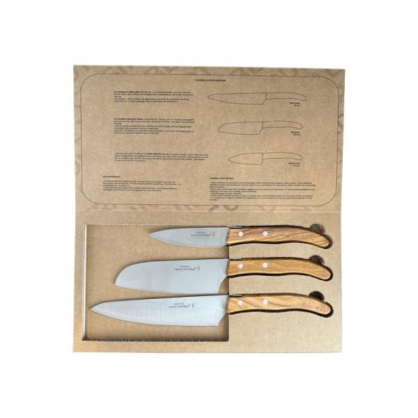 COFFRET 3 COUTEAUX DOZORME CUISINE TRADI BERLINGOT OLIVIER