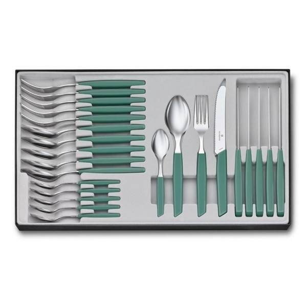 MENAGERE 24 PIECES VICTORINOX SWISS MODERN TABLE VERT SAUGE