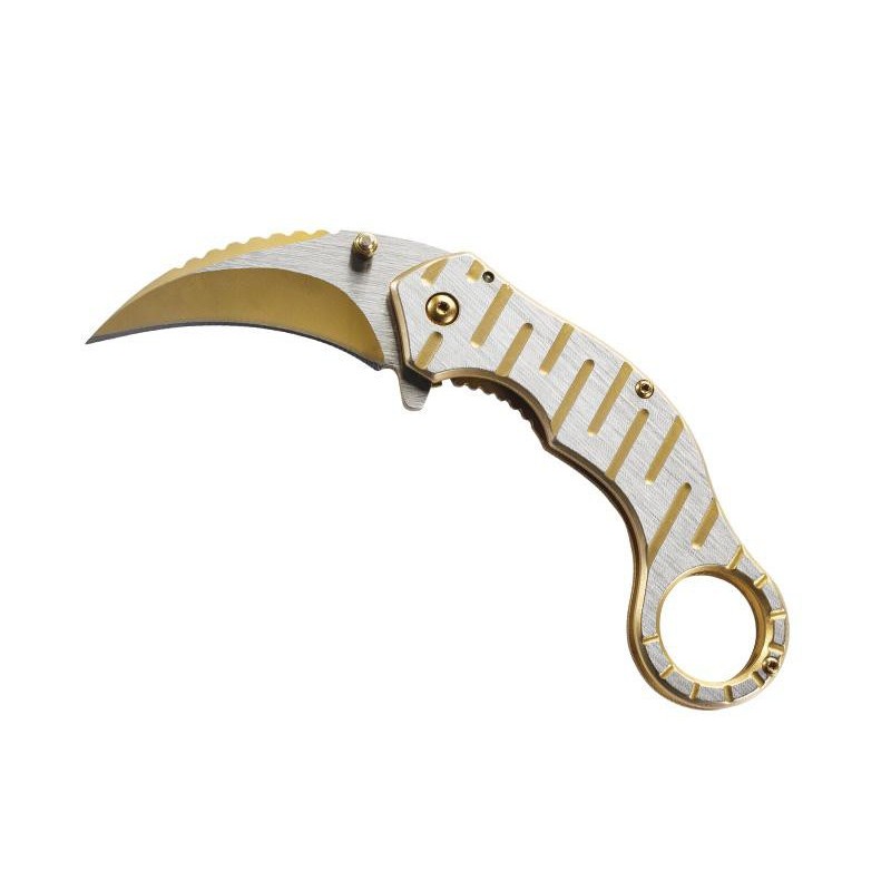 COUTEAU HERBERTZ KARAMBIT TOUT INOX BICOLORE 11,5CM
