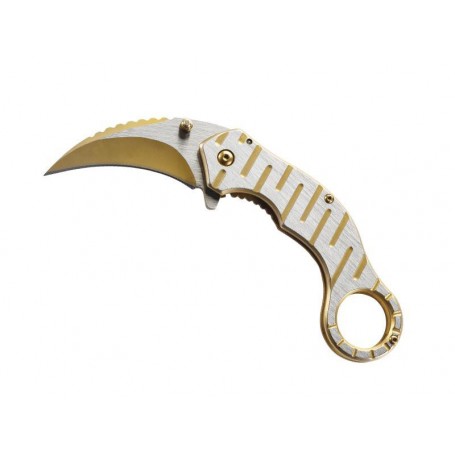 COUTEAU HERBERTZ KARAMBIT TOUT INOX BICOLORE 11,5CM