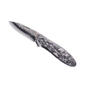 COUTEAU HERBERTZ TETE DE MORT TOUT INOX 11,5CM