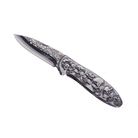 COUTEAU HERBERTZ TETE DE MORT TOUT INOX 11,5CM