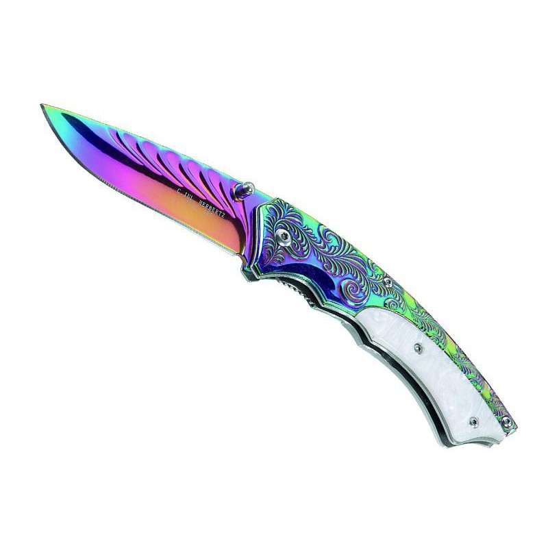 COUTEAU HERBERTZ INOX/ACRYLIQUE 12CM ARC-EN-CIEL INOX