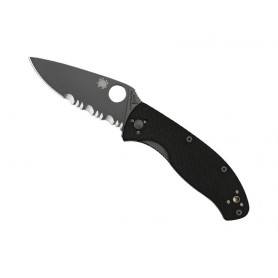 COUTEAU SPYDERCO TENACIOUS LAME NOIRE SEMI-DENTEE
