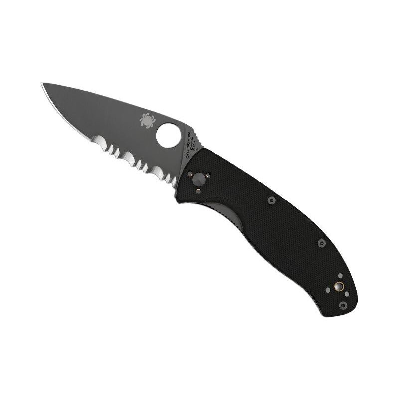 COUTEAU SPYDERCO TENACIOUS LAME NOIRE SEMI-DENTEE