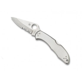 COUTEAU SPYDERCO DELICA 4 TOUT INOX SEMI-DENTEE