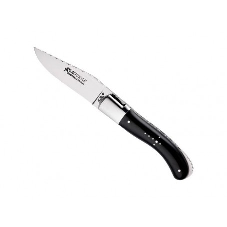 LAGUIOLE GILLES SPORT POINTE DE CORNE NOIRE 13CM GUILLOCHE INOX