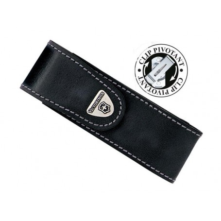 ETUI VICTORINOX 4 A 10 PIECES CUIR NOIR CLIP PIVOTANT