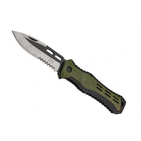 COUTEAU HERBERTZ ABS VERT/NOIR 12,5CM INOX SEMI-DENTEE