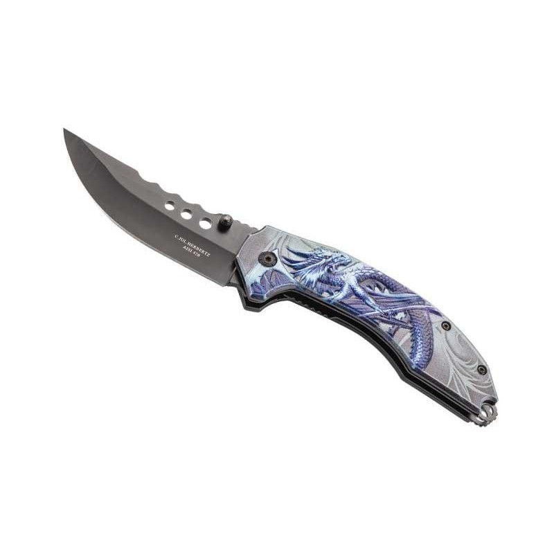 COUTEAU HERBERTZ DRAGON ALU 11,5CM INOX NOIR