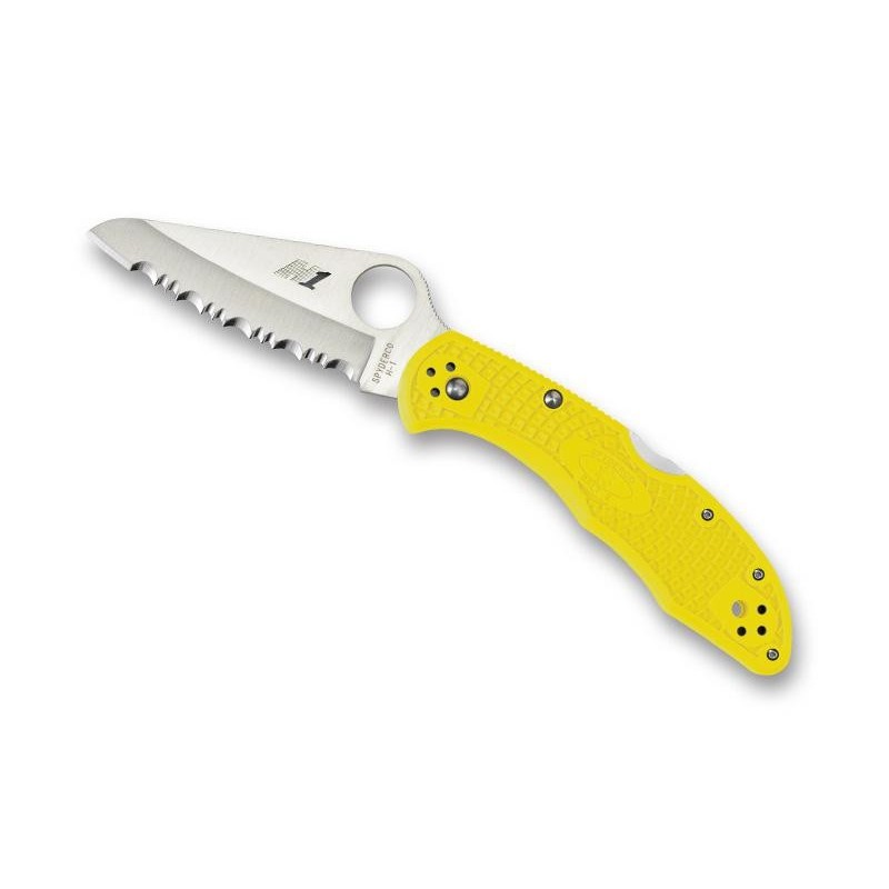 COUTEAU SPYDERCO SALT 2 JAUNE A DENTS
