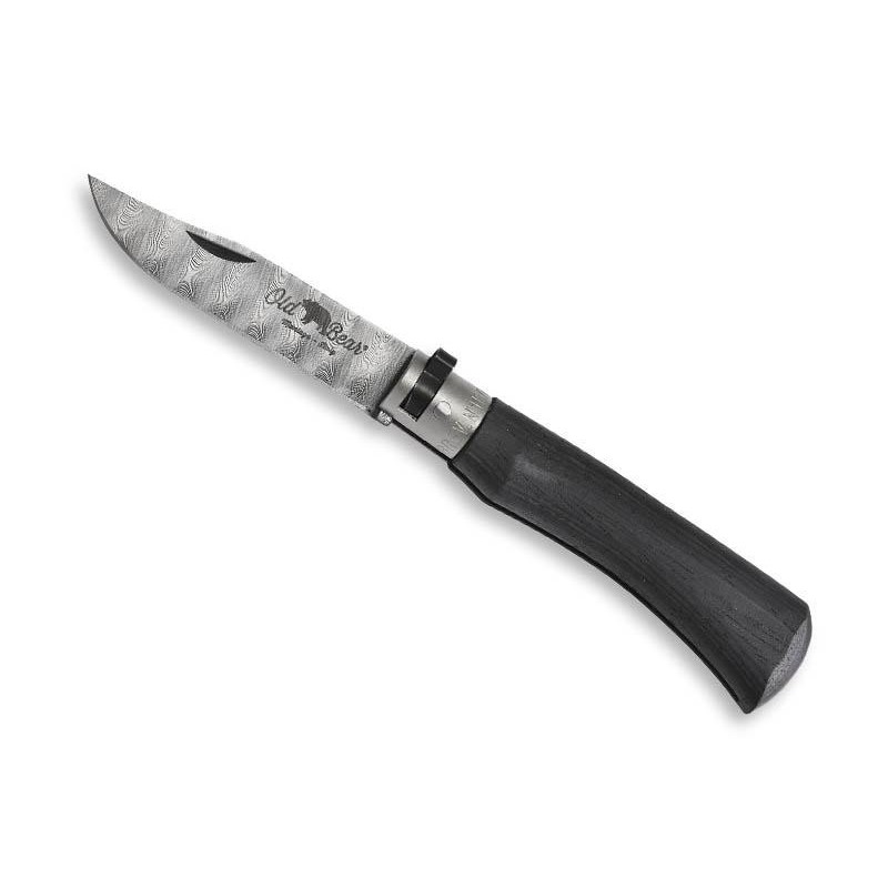 COUTEAU OLD BEAR BOIS D'AYOUS NOIR TAILLE M DAMAS