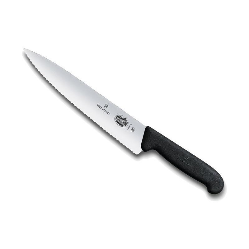 COUTEAU DECOUPER VICTORINOX 25CM NOIR A DENTS