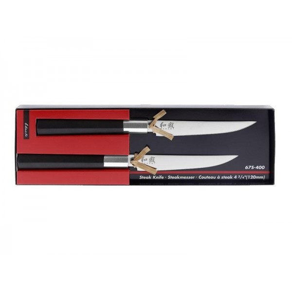 SET 2 COUTEAUX STEAK KAI 12CM WASABI BLACK INOX
