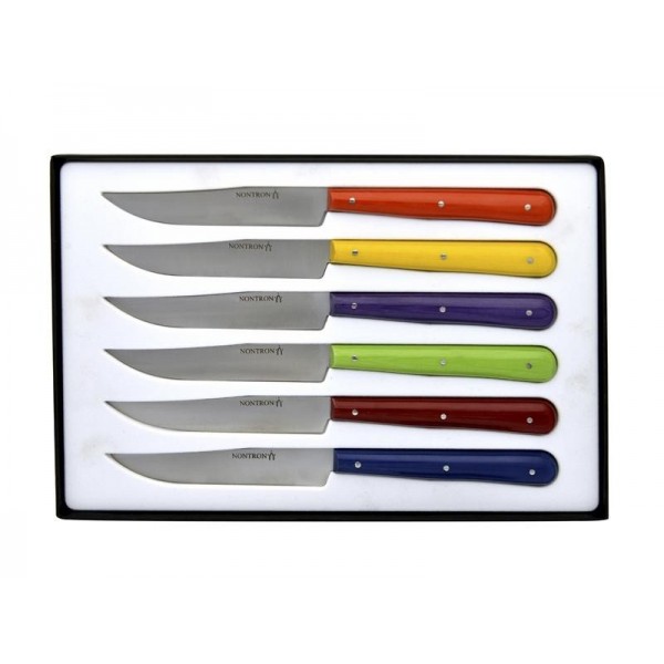 COFFRET 6 COUTEAUX TABLE NONTRON TISSU COMPRESSE