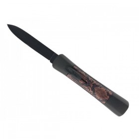 COUTEAU EJECTABLE FACON SERPENT FONCE 12CM NOIR INOX