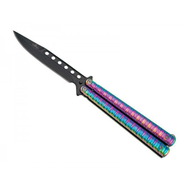 COUTEAU PAPILLON THIRD ARC-EN-CIEL 13CM INOX NOIR