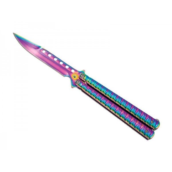 COUTEAU PAPILLON THIRD ARC-EN-CIEL 13CM INOX