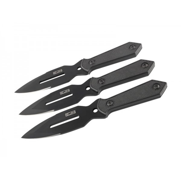 JEU 3 COUTEAUX LANCER HERBERTZ ABS NOIR + ETUI