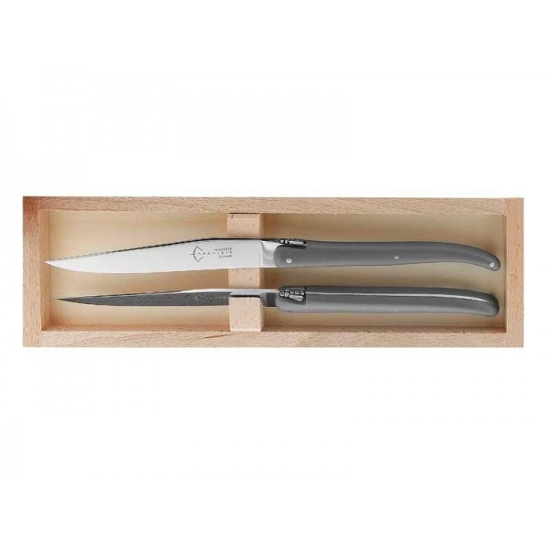 COFFRET 2 LAGUIOLE TABLE G.DAVID POM GRIS 23CM