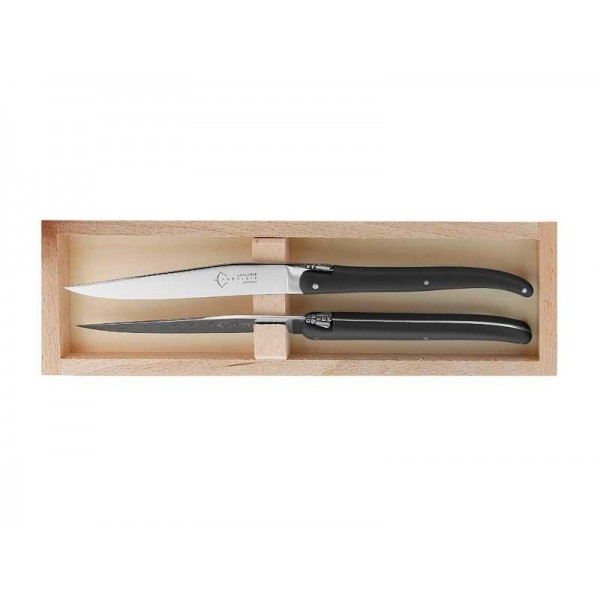COFFRET 2 LAGUIOLE TABLE G.DAVID POM NOIR 23CM