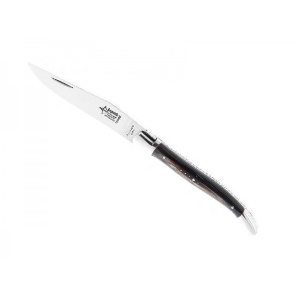LAGUIOLE G.DAVID FACON CORNE NOIRE MITRES INOX 12CM AVEC CROIX