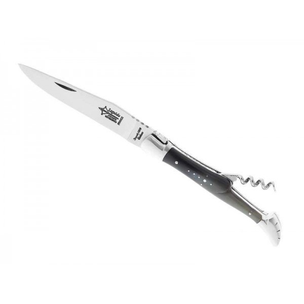 LAGUIOLE G.DAVID 2P CORNE MITRES INOX MAT 12CM CARBONE