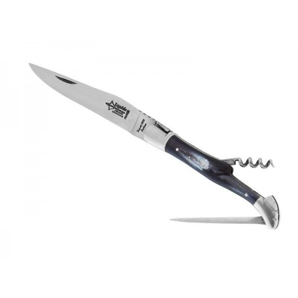 LAGUIOLE G.DAVID 3P CORNE MITRES INOX MAT 12CM CARBONE