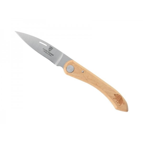 COUTEAU DOZORME CAPUCIN BUIS DECOR SANGLIER 12,5CM INOX