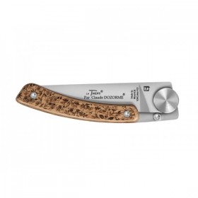 LE THIERS DOZORME LINER LOCK NATURE FEUILLAGE 10,5CM INOX
