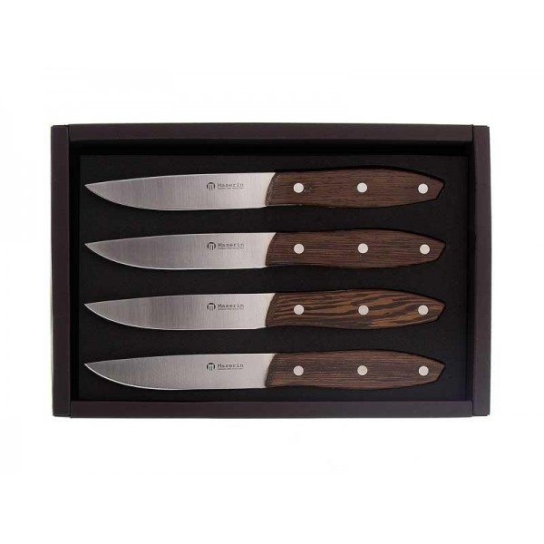 COFFRET 4 COUTEAUX STEAK MASERIN STAKNI 22CM WENGE