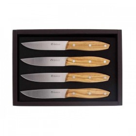 COFFRET 4 COUTEAUX STEAK MASERIN STAKNI 22CM OLIVIER