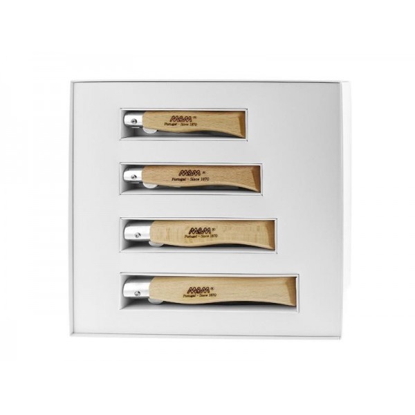 COFFRET 4 COUTEAUX M.A.M. HETRE LAME TITANIUM NOIR