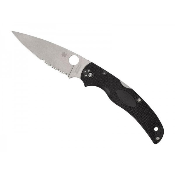 COUTEAU SPYDERCO NATIVE CHIEF NOIR SEMI-DENTEE