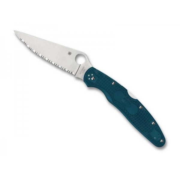 COUTEAU SPYDERCO POLICE 4 K390 BLEU A DENTS