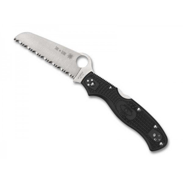 COUTEAU SPYDERCO RESCUE 3 THIN RED LINE NOIR A DENTS