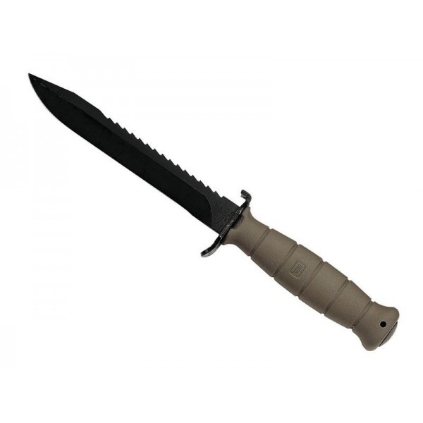 POIGNARD DE COMBAT GLOCK KAKI 16,5CM AVEC SCIE + ETUI