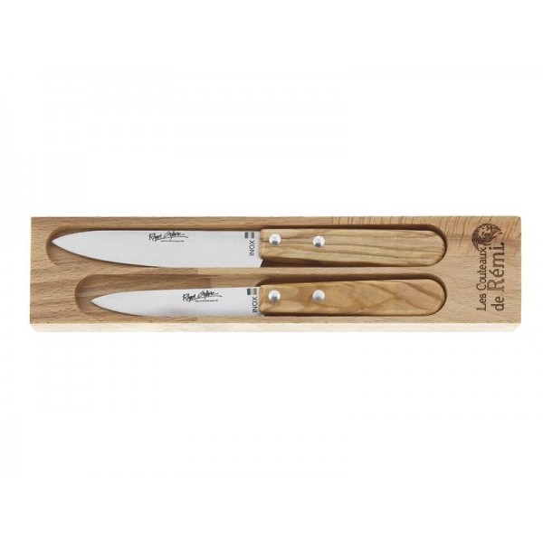 COFFRET 2 COUTEAUX OFFICE INOX OLIVIER