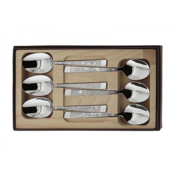 COFFRET 6 CUILLERS A CAFE INOX DECOR NATURA