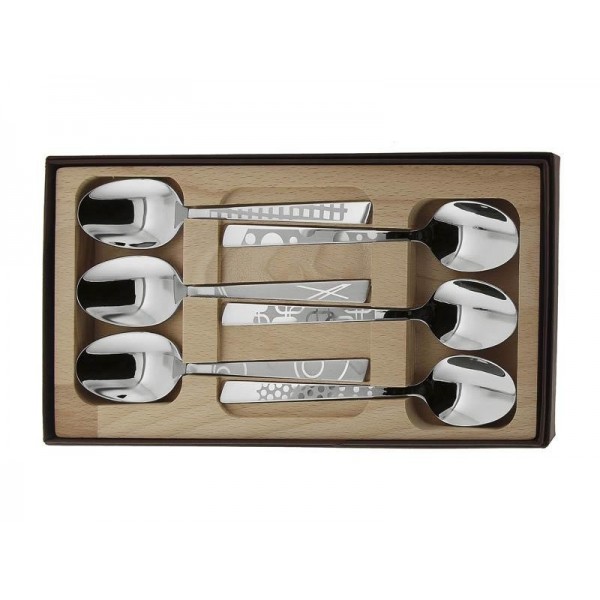 COFFRET 6 CUILLERS A CAFE INOX DECOR MAISON