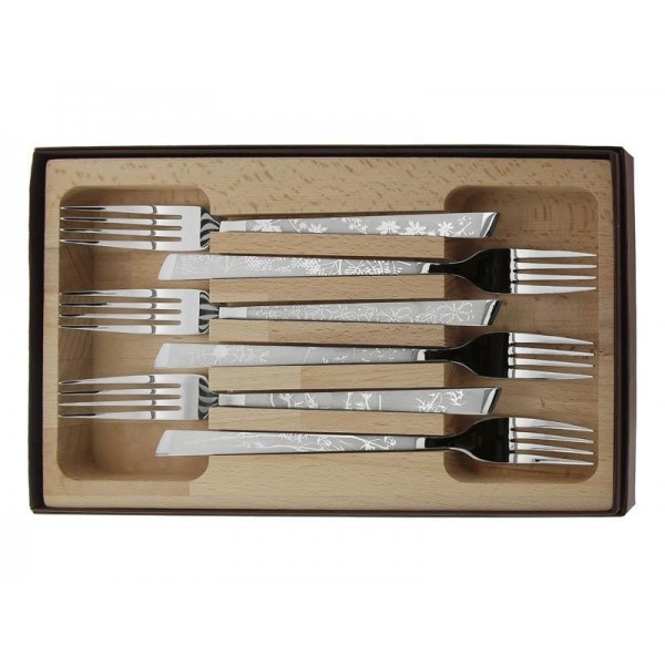 COFFRET 6 FOURCHETTES INOX DECOR NATURA