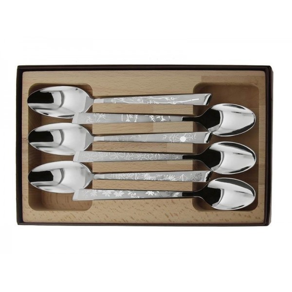 COFFRET 6 CUILLERS TABLE INOX DECOR NATURA