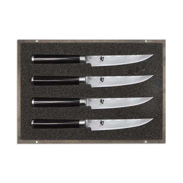 SET 4 COUTEAUX STEAK KAI SHUN DAMAS INOX EN COFFRET BOIS